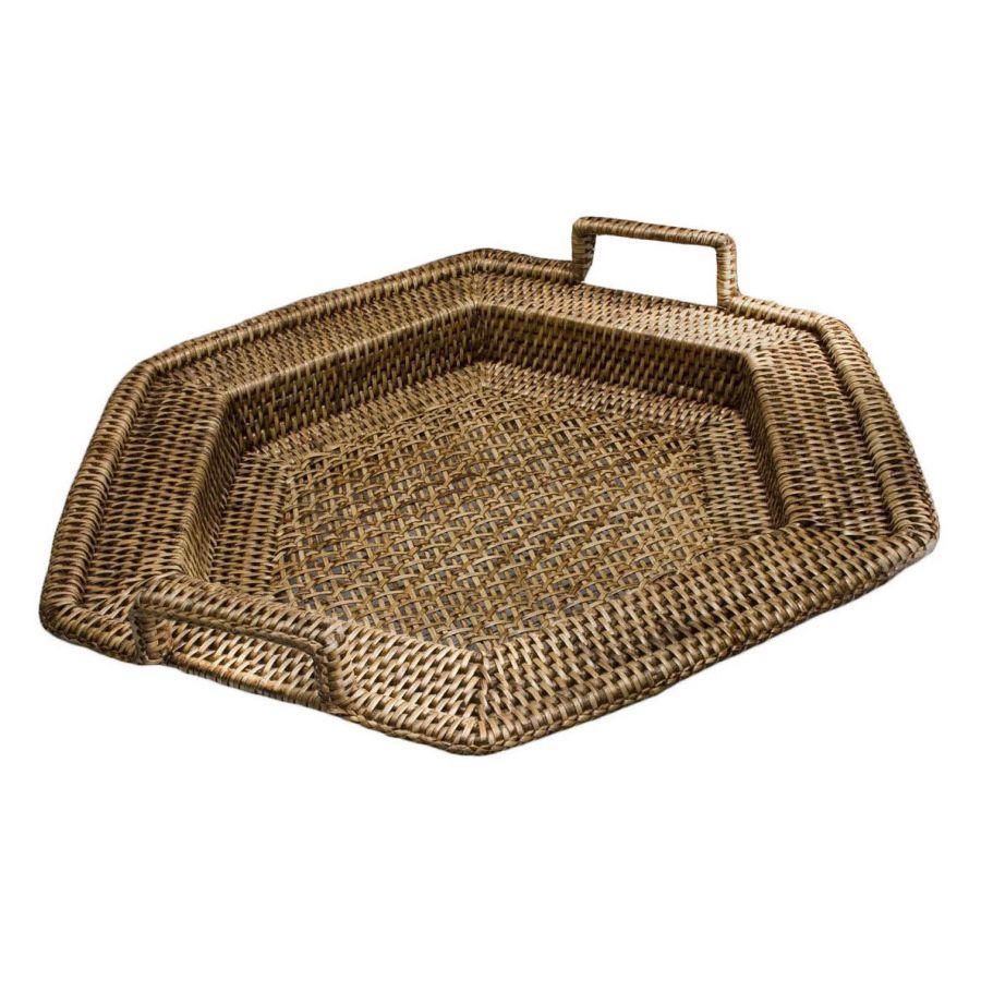 Birman rattan hexagonal tray 2m cm44x50h7-10