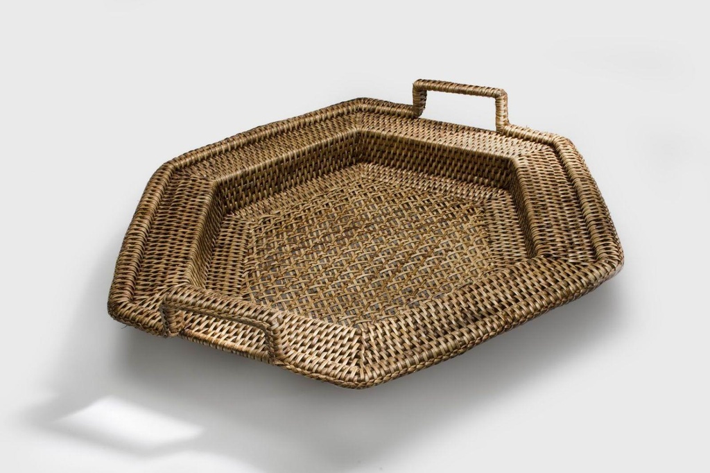 Birman rattan hexagonal tray 2m cm44x50h7-10