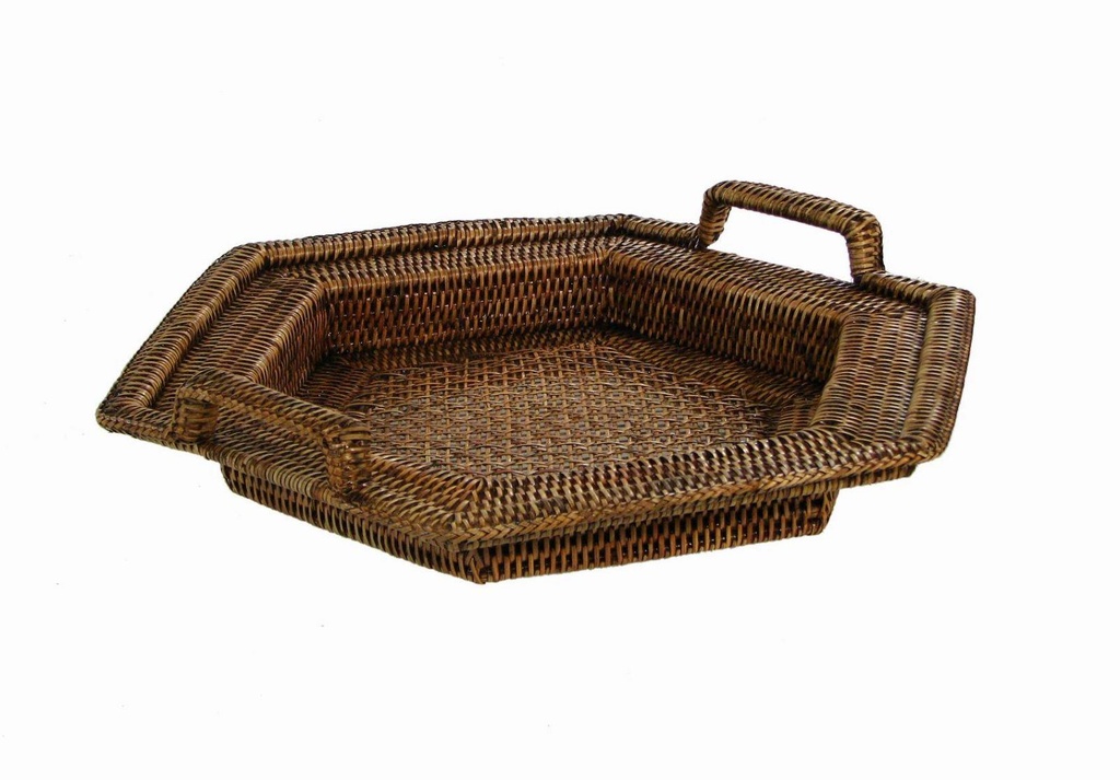 Birman rattan hexagonal tray 2m cm44x50h7-10