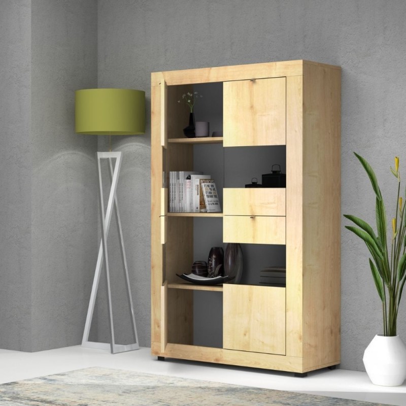 Vetrina Credenza da soggiorno quattro ante Rovere FIESTA 102x45x h162 cm