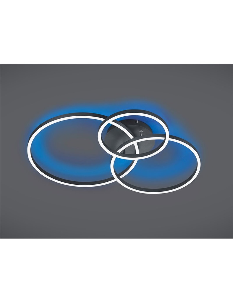 Winona plafoniera led tonda orientabile nera retro-illuminata rgb con telecomando multifunzione l. 77cm Moderno LED