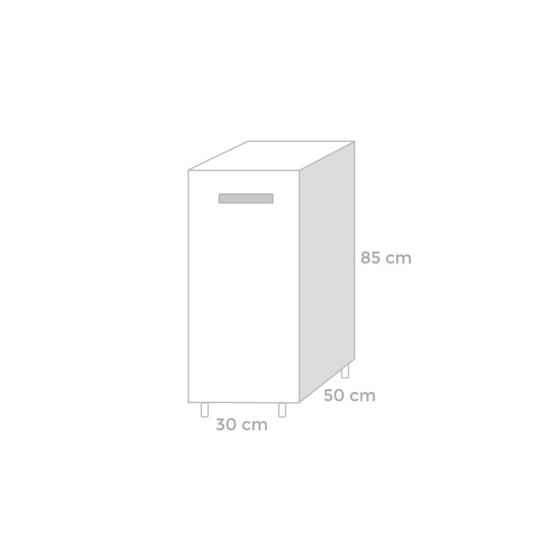 Mobile per cucina  Bianco Frassinato 1 anta Cm 30x50xH 85