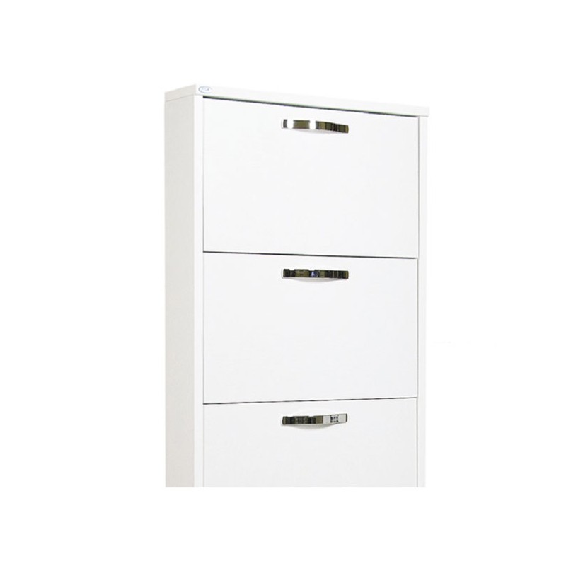Scarpiera Slim Bianco Frassinato in  legno nobilitato 5 ribalte cm 180x65x15