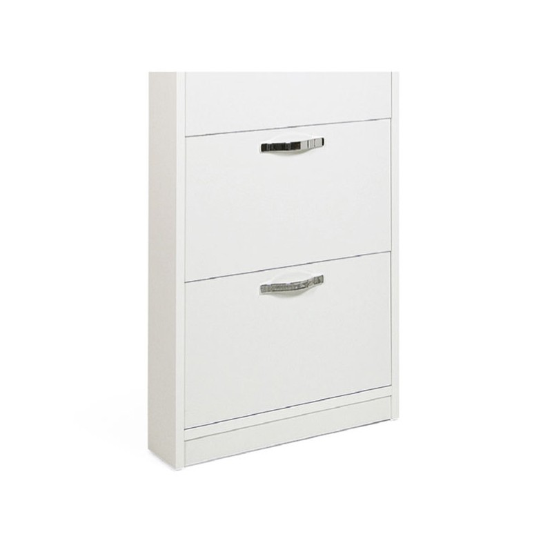 Scarpiera Slim Bianco Frassinato in  legno nobilitato 5 ribalte cm 180x65x15