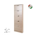 Scarpiera Slim in legno nobilitato 5 ribalte olmo cm 180x65x15