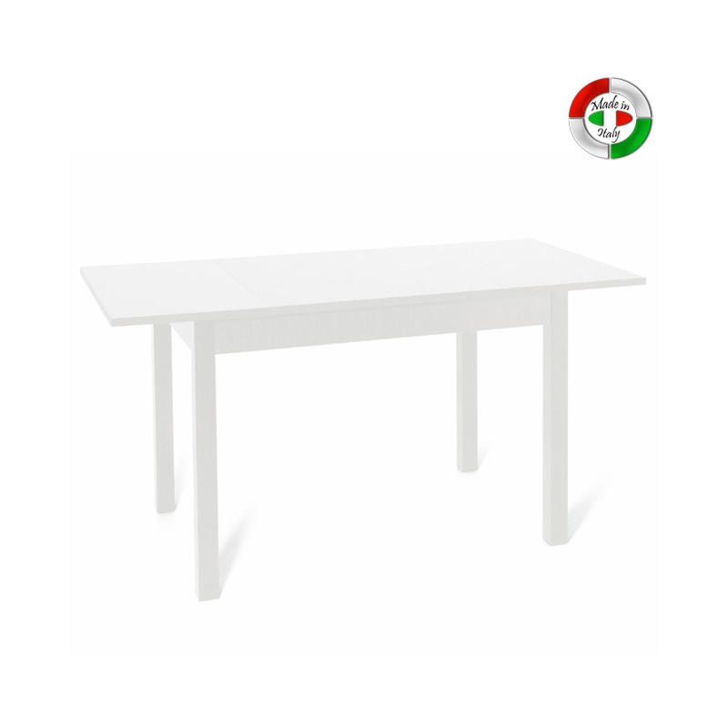 Tavolo pranzo allungabile Bianco Frassinato in legno nobilitato cm 80x120/160