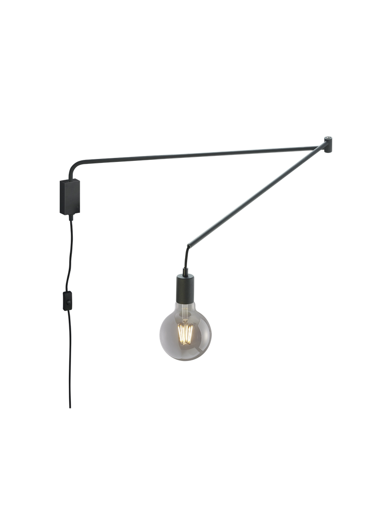Applique Braccio Flessibile Line Nero Portalampada E27 Trio Lighting