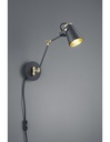 Applique Braccio Orientabile Edward Nero con Interno Oro Trio Lighting