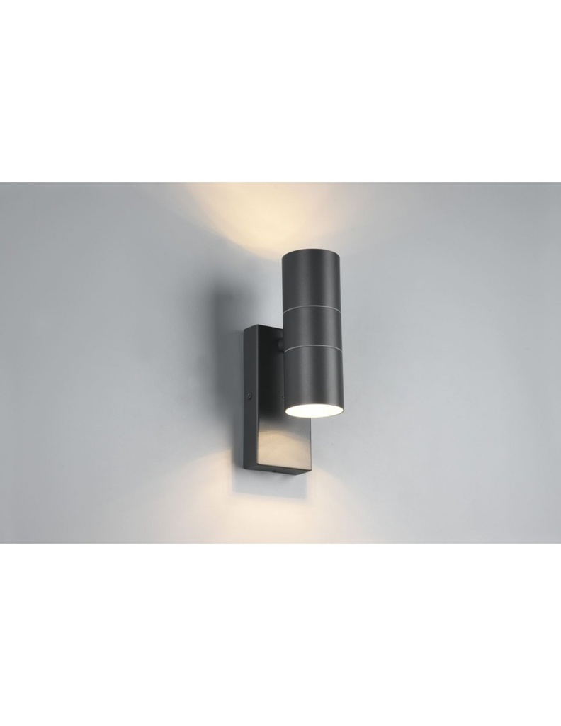 Applique Cilindro Doppia Emissione Laredo Antracite IP44 Sensore Crepuscolare Trio Lighting
