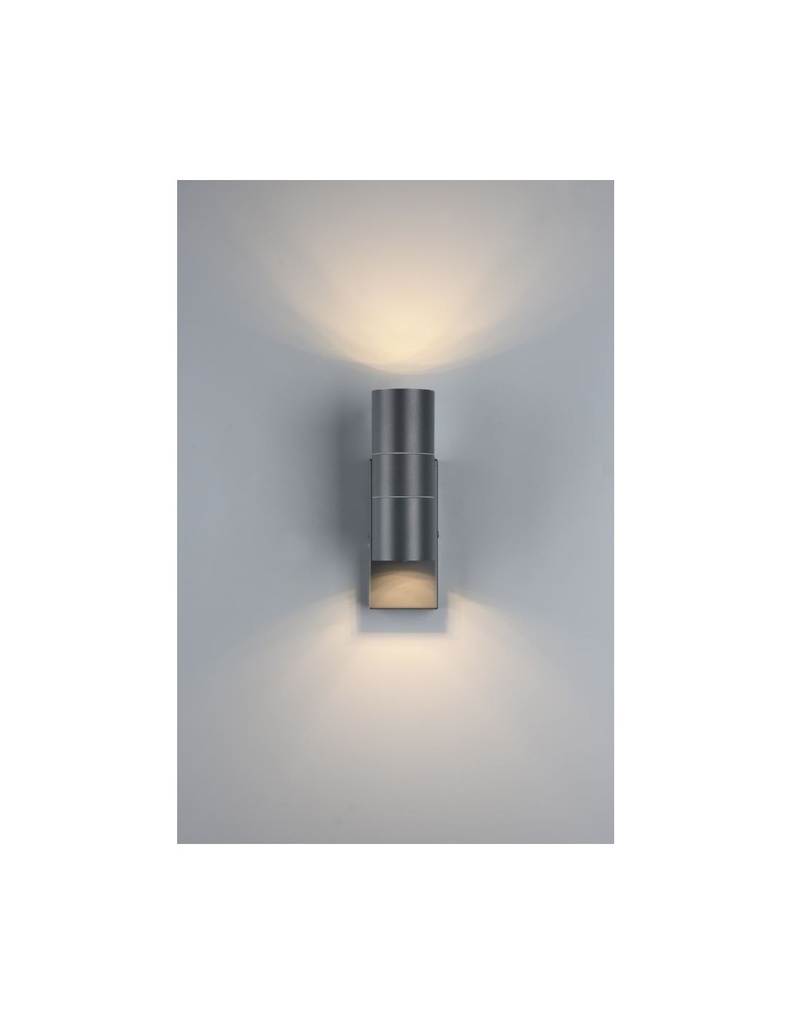 Applique Cilindro Doppia Emissione Laredo Antracite IP44 Sensore Crepuscolare Trio Lighting