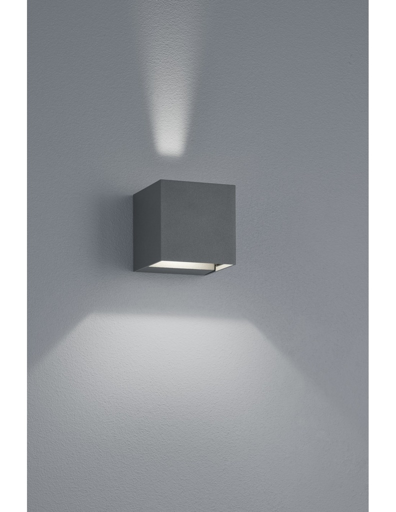 Applique Cubo Antracite Doppia Luce Led Adaja IP54 Trio Lighting