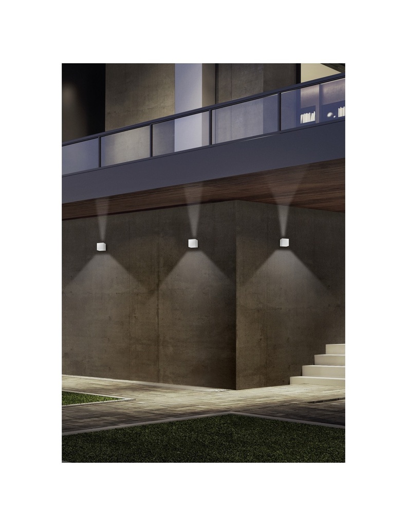 Applique Cubo Doppia Emissione Led Adaja Bianco IP54 Trio Lighting