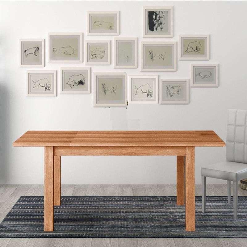 Tavolo pranzo allungabile noce country in legno nobilitato cm 80x120/160