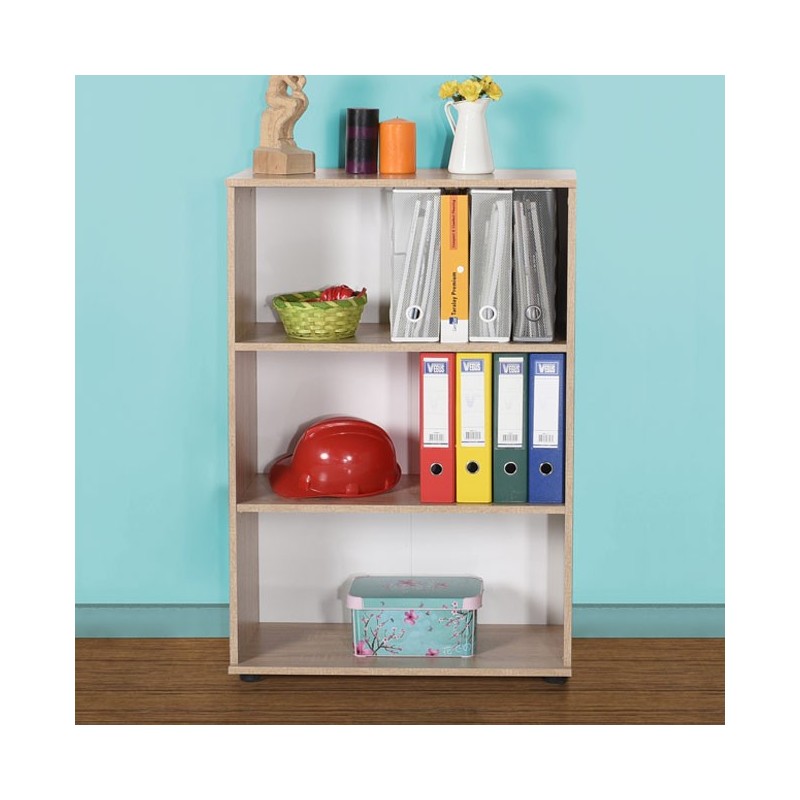 Libreria da ufficio a 3 ripiani colore sonoma cm 72x34xh.109