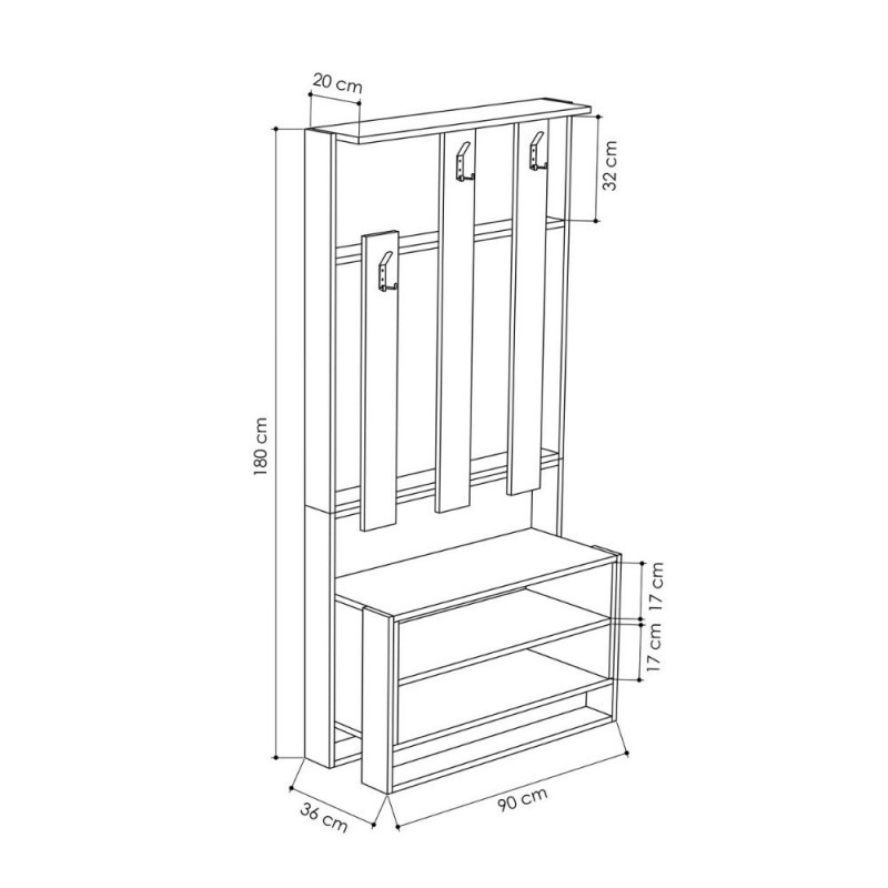 Mobile ingresso Chester bianco  90x36xh.180 cm