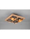 Plafoniera Quadrata 4 Spot Orientabili Legno E Metallo Nichel Bell Trio Lighting