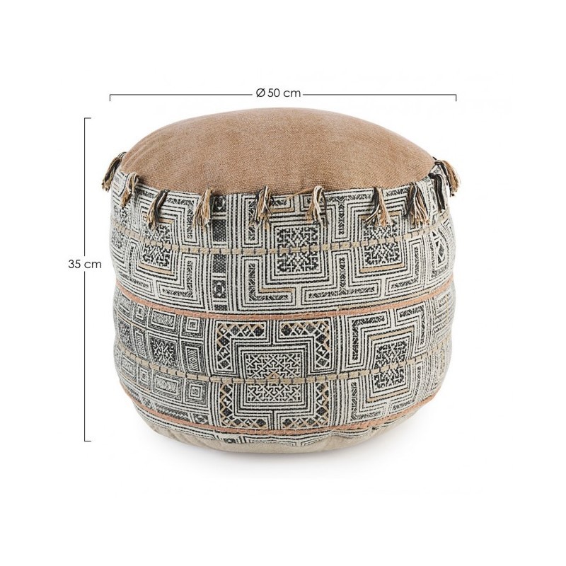 Pouf in cotone stile etnico TILAK Desert diametro 50x h35 cm