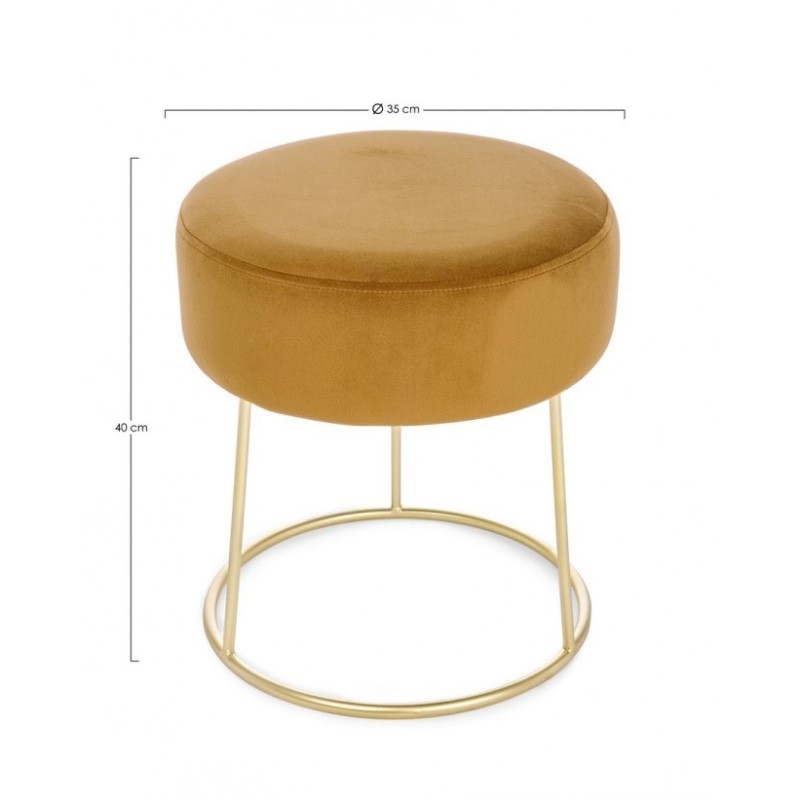 Pouf in velluto Giallo Ocra CLARISSA diametro 35x h40 cm