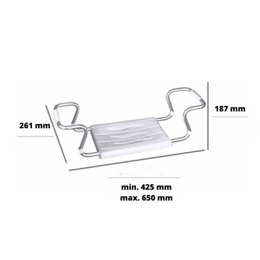 Sedile per vasca regolabile in acciaio verniciato bianco  19 x 26 x 65.5 cm