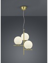 Sospensione 3Luci Sfere Vetro Bianco Ottone Ø40 cm Pure Trio Lighting