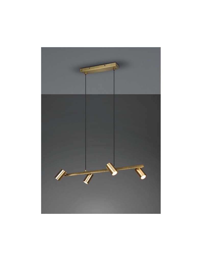 Sospensione 4 Faretti GU10 Orientabili Marley Ottone Invecchiato Trio Lighting
