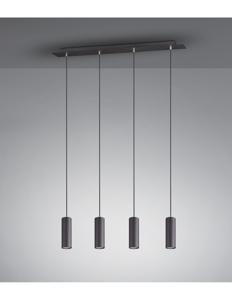 Sospensione Penisola 4 Luci Cilindri Marley Nero Trio Lighting