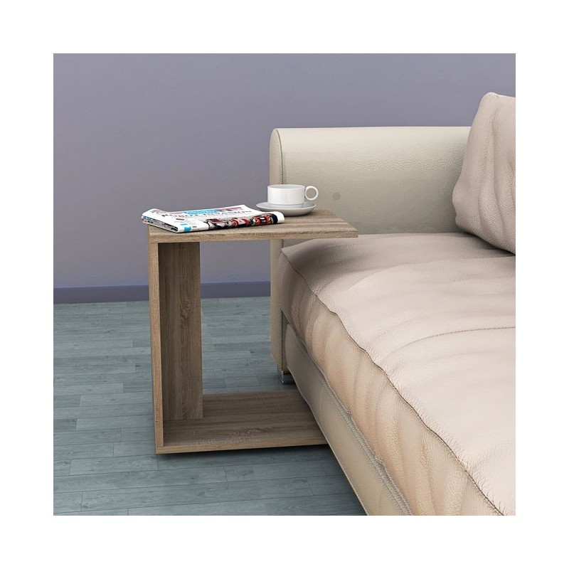 Tavolino panchina a C per salotto colore quercia 35x45xh.62 cm