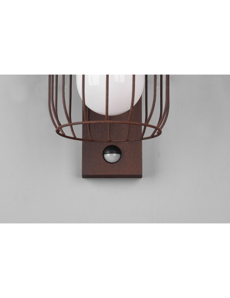 Applique Gabbia Ruggine 1xE27 Tuela IP44 Sensore Movimento Trio Lighting