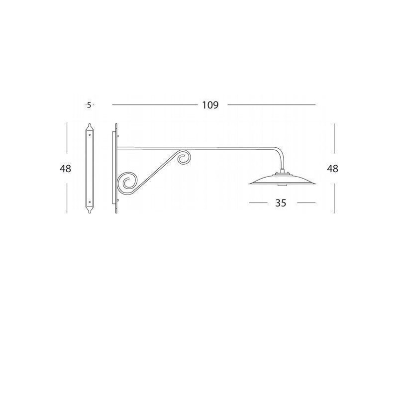 Applique Lunga Grande Grafite - Trattamento anticorrosivo, verniciatura a polveri epossidiche