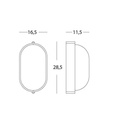 Applique ovale bianca in alluminio pressofuso con diffusore in vetro stampato