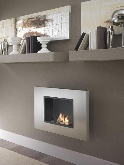 Biocamino design da parete grigio cromo 78x17x54 cm