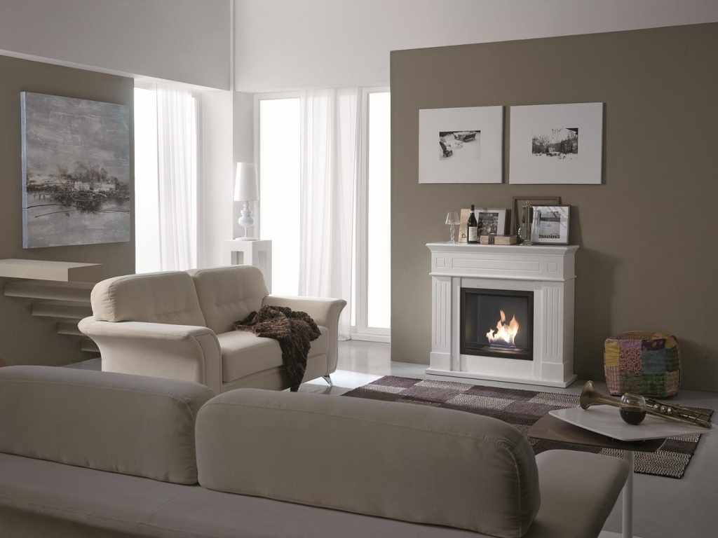 Biocamino design da terra bioetanolo bianco 102 x 37 x 110 cm