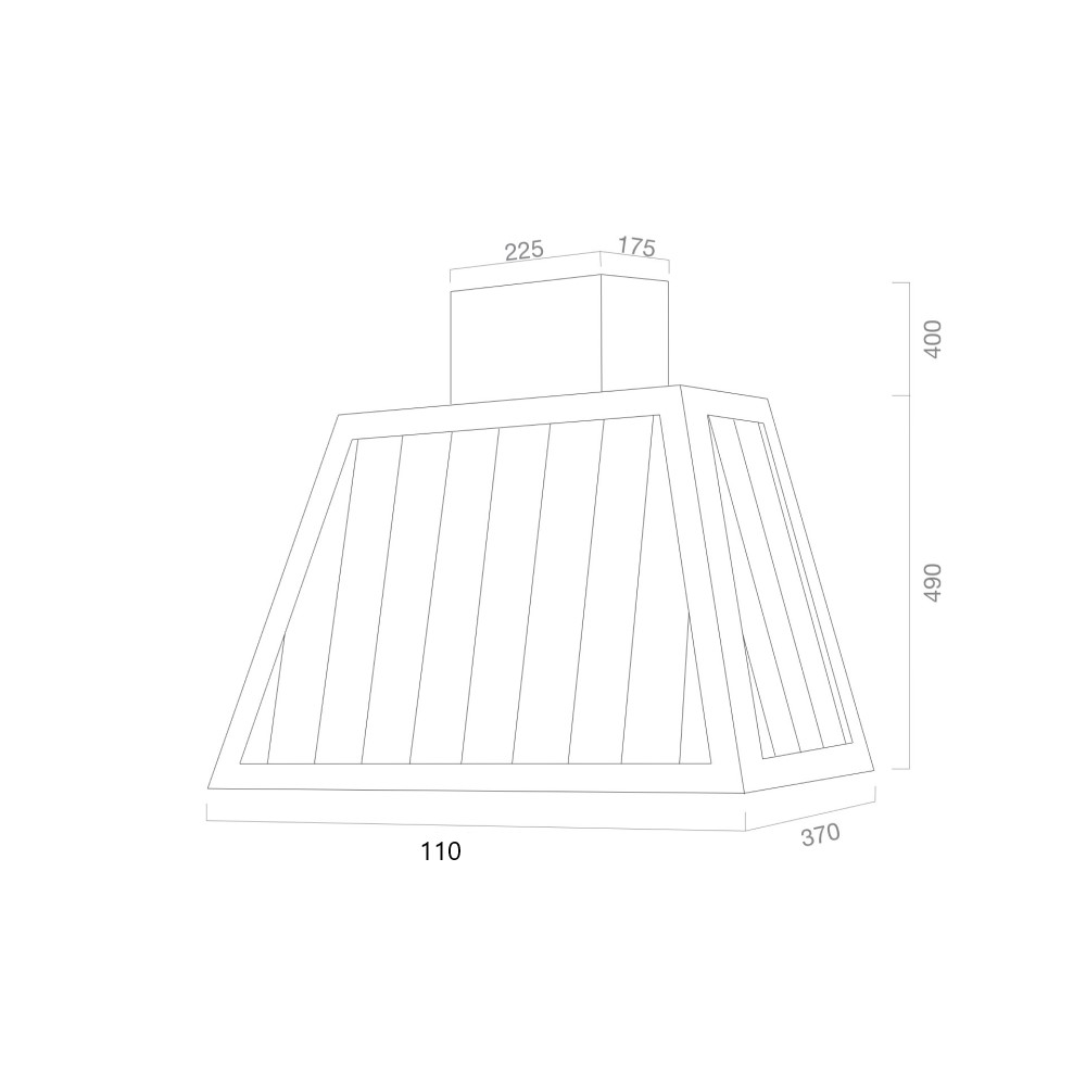 Cappa aspirante in acciaio inox brunito 110x37x72 cm