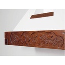 Cappa cucina rustica bianca EPOQUE con cornice in legno intarsio colore tabacco 90x50x53,5 cm