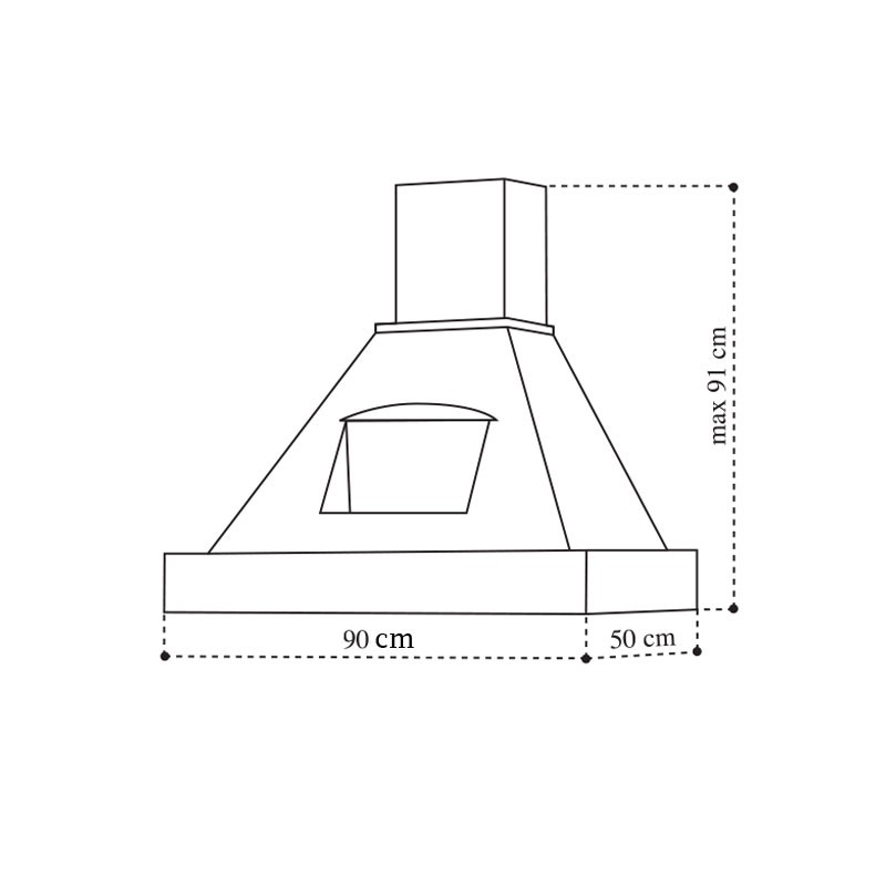 Cappa cucina rustica bianca EPOQUE con cornice in legno intarsio colore tabacco 90x50x53,5 cm