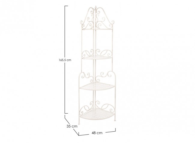 Angoliera Classica Emily 4 Ripiani - Acciaio Verniciato a Polvere - Pieghevole - 48x35x165.5 cm
