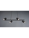 Lampada a Sospensione Nera 4 Faretti Spot Orientabili