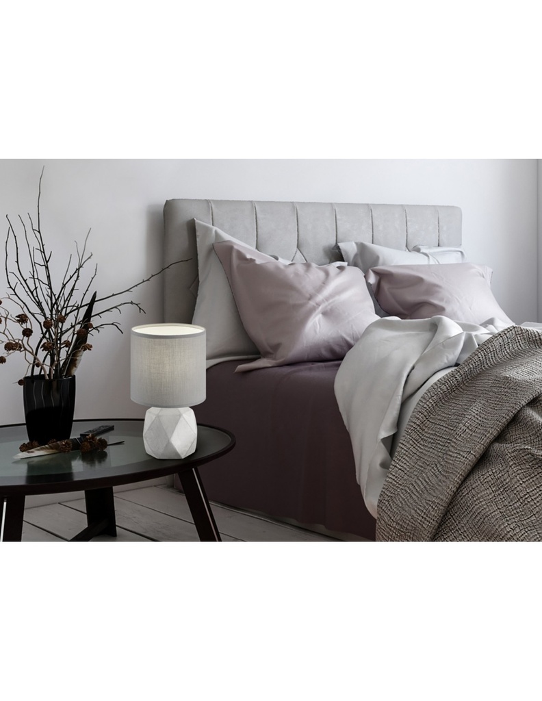 Lampada da Tavolo Pike Cemento con Rombi e Paralume Grigio Ø16 cm