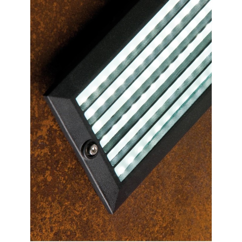 Lampada da incasso a parete con griglia, linea walking, nero