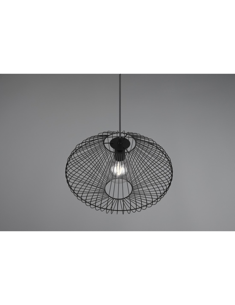 Lampadario Sospensione Gabbia Metallo Nero Cobain