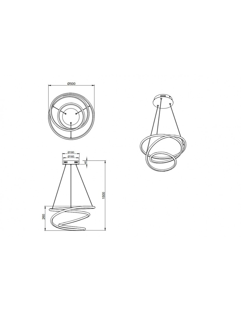 Lampadario a Sospensione LED Dimmer 4000k Design Moderno Vortice Cromo