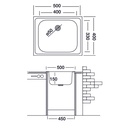 Lavello da cucina in acciaio inox satinato da incasso 40x50 cm