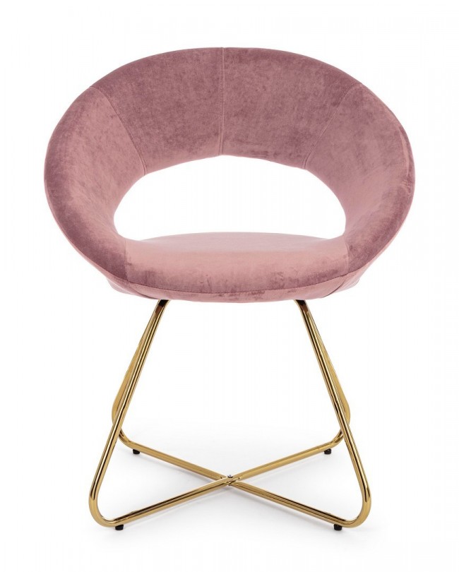 Poltrona Vanity Oro in velluto rosa