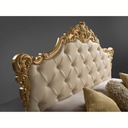 Letto matrimoniale barocco con contenitore in ecopelle Savoia Crema Oro 194x209x140 cm