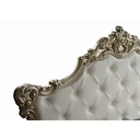 Letto matrimoniale barocco con contenitore in ecopelle bianco argento 194x209x140 cm