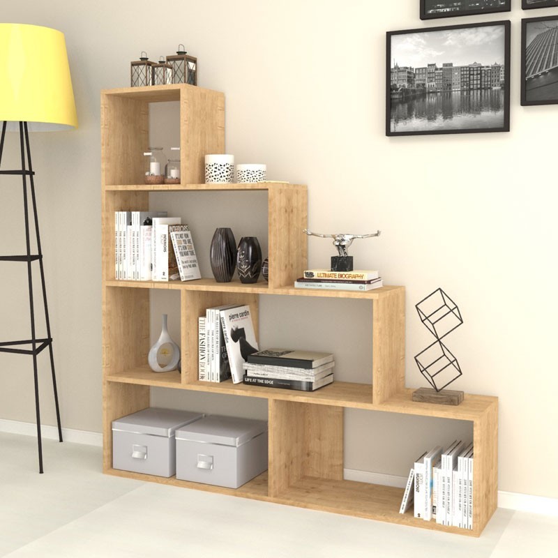 Libreria a Scala 6 Scomparti Rovere 145x29xh.145 cm