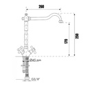 Miscelatore da cucina bicomando rame antico - Altezza 25 cm, Larghezza 26 cm, Diametro 4,5 cm