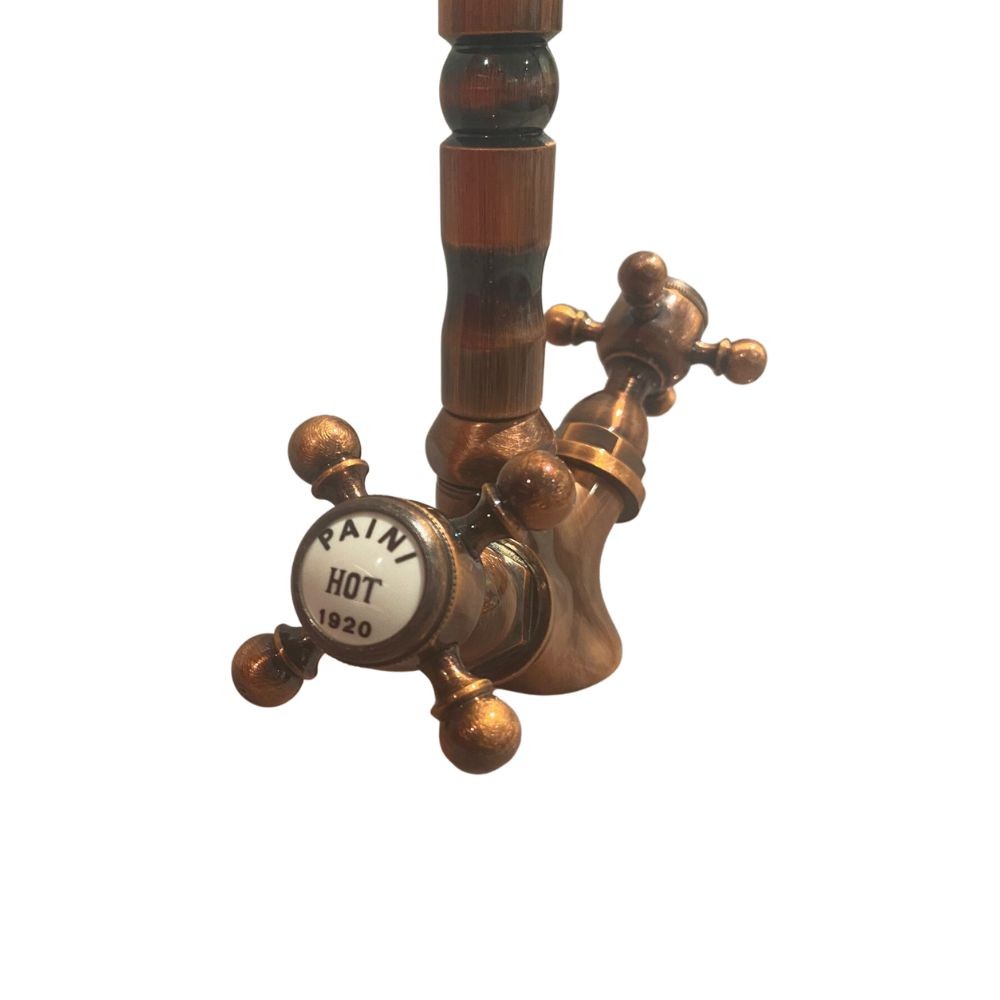 Miscelatore da cucina bicomando rame antico - Altezza 25 cm, Larghezza 26 cm, Diametro 4,5 cm