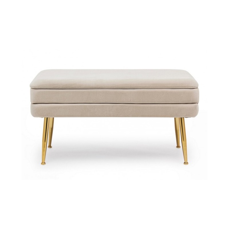 Panca Contenitore Beige con Piedi 79.5 x 37.5 x 42h
