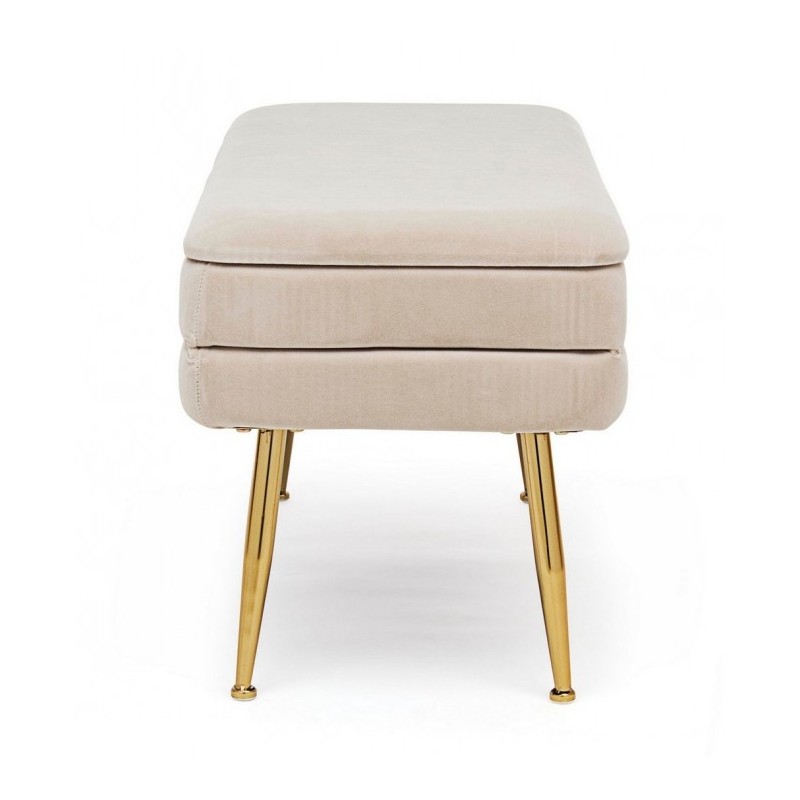 Panca Contenitore Beige con Piedi 79.5 x 37.5 x 42h